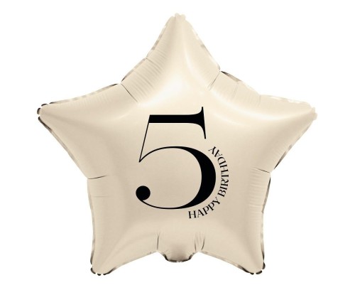 Balon foliowy Gwiazda kremowa cyfra 5 44cm