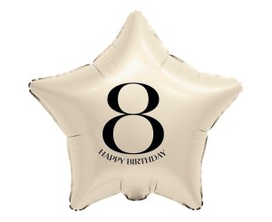BALON FOLIOWY GWIAZDA KREMOWA CYFRA 8 44CM