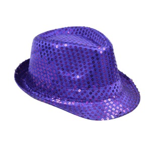 KAPELUSZ CEKINY FIOLETOWY