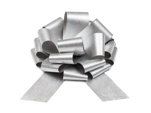 KOKARDA DEKORACYJNA DIY SREBRNY 30CM, PARTYDECO