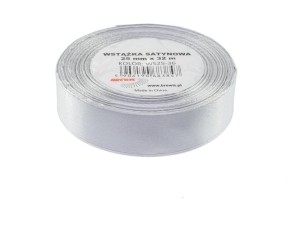 WSTĄŻKA SATYNOWA SZARA 25MMX32M