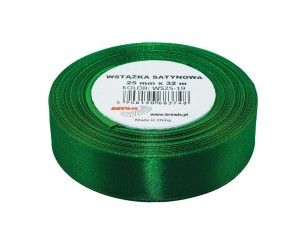 WSTĄŻKA SATYNOWA ZIELONA 25MMX32M