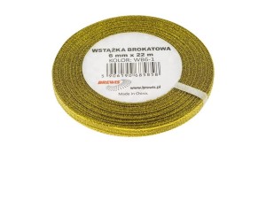 WSTĄŻKA BROKATOWA ZŁOTA 6MMX22M