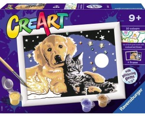 CREART DLA DZIECI: PIES Z KOTKIEM NOCĄ