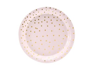 TALERZYKI KROPKI JASNY RÓŻ 18CM 6SZT