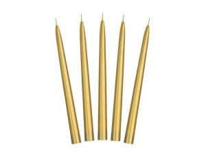ŚWIECA STOŻKOWA ZŁOTA 24CM 10SZT