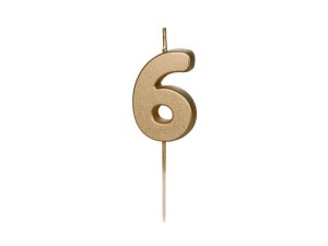 ŚWIECZKA URODZINOWA 6 ZŁOTA 4,5CM