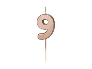 ŚWIECZKA URODZINOWA 9 RÓŻOWE ZŁOTO 4.5CM