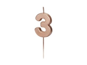 ŚWIECZKA URODZINOWA 3 RÓŻOWE ZŁOTO 4.5CM