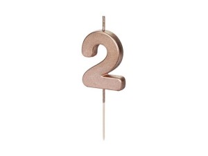 ŚWIECZKA URODZINOWA 2 RÓŻOWE ZŁOTO 4.5CM