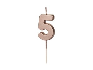 ŚWIECZKA URODZINOWA 5 RÓŻOWE ZŁOTO 4.5CM