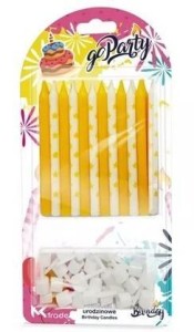ŚWIECZKI URODZINOWE ŻÓŁTE I BIAŁE 24SZT