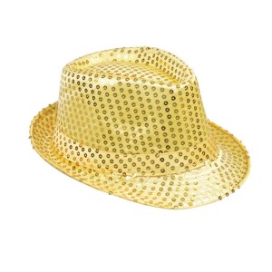 KAPELUSZ CEKINY ZŁOTY