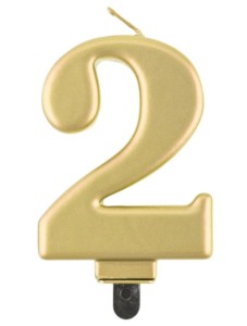 ŚWIECZKA CYFERKA 2 BEAUTY&CHARM METALIK ZŁOTA 8CM