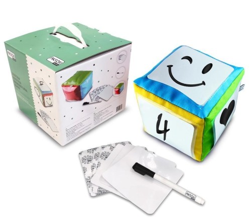 Kostka edukacyjna z kieszeniami + karty + pisak