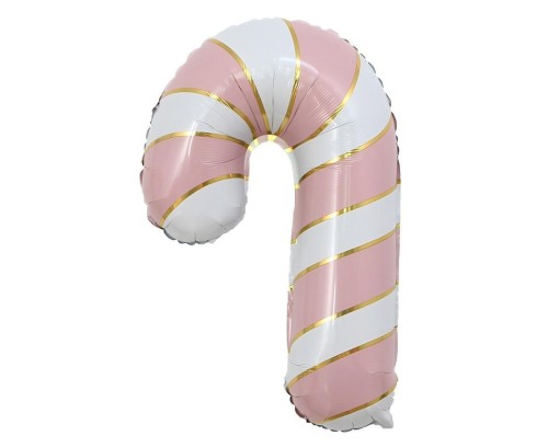 Balon foliowy Lizak świąteczny różowo-biały 38x6cm