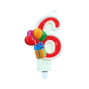 ŚWIECZKA URODZINOWA 6 Z BALONAMI