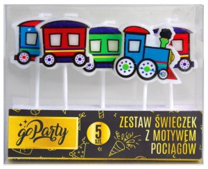 ZESTAW ŚWIECZEK URODZINOWYCH MOTYW POCIĄGÓW