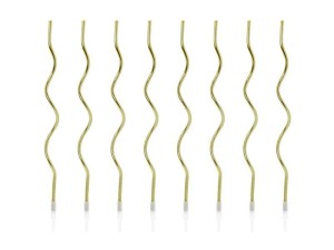 ŚWIECZKI URODZINOWE ZAKRĘCONE ZŁOTE 14CM 8SZT