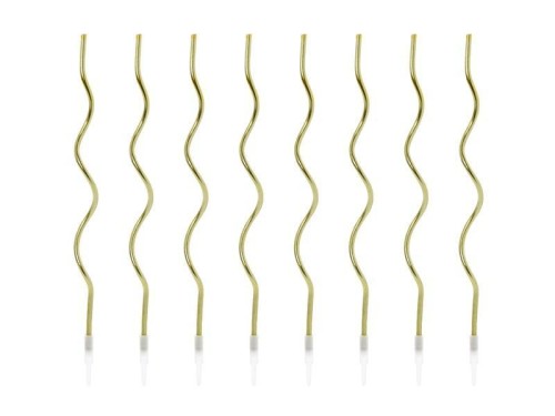 Świeczki urodzinowe zakręcone złote 14cm 8szt