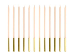 ŚWIECZKI URODZINOWE GŁADKIE BEŻOWE 14CM 12SZT