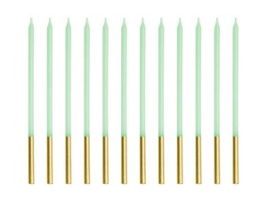 ŚWIECZKI URODZINOWE GŁADKIE ZIELONE 14CM 12SZT