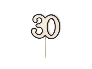 ŚWIECZKA URODZINOWA 30 BIAŁO-CZARNY 5,5CM