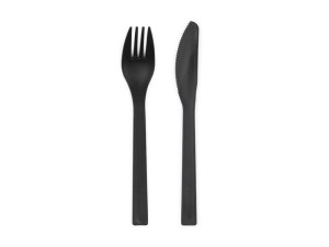 SZTUĆCE PLASTIKOWE CZARNE 18-18.5CM 12SZT
