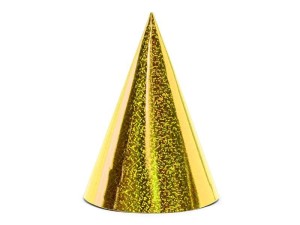 CZAPECZKI HOLOGRAFICZNE ZŁOTE 16CM 6SZT