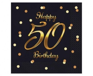 SERWETKI B&C HAPPY 50 BIRTHDAY CZARNE 20SZT
