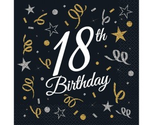 SERWETKI B&C 18TH BIRTHDAY 33X33CM 20SZT