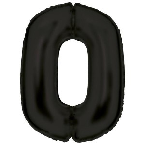 BALON FOLIOWY CYFRA 0 SATYNOWA CZARNA 86CM