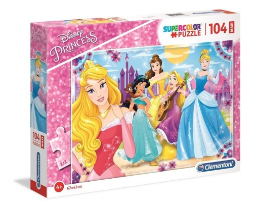 Puzzle 104 Maxi Superkolor Princess, Clementoni