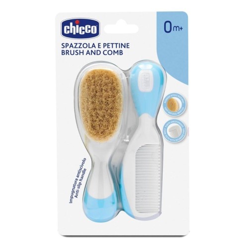 Szczotka + grzebyk z naturalnego włosia niebieskie