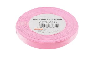 WSTĄŻKA SATYNOWA JASNA RÓŻOWA 12MMX32M
