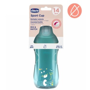 KUBEK NIEKAPEK TERMICZ ZE SŁOMKĄ 266ML TURKUS 14M+