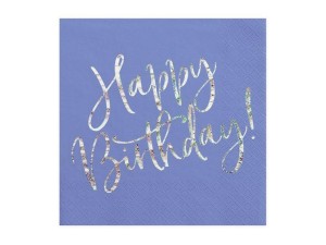 SERWETKI HAPPY BIRTHDAY GRANATOWE 33X33CM 20SZT