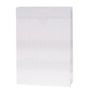 TOREBKA LUX 14,5X15X6,5CM BROKAT BIAŁA ROZETTE