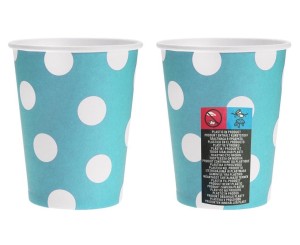 KUBECZKI PAPIEROWE BŁĘKITNE GROSZKI 270ML 6SZT