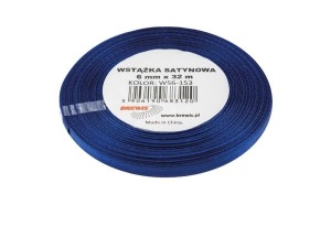 WSTĄŻKA SATYNOWA GRANATOWA 6MMX32M 2SZT