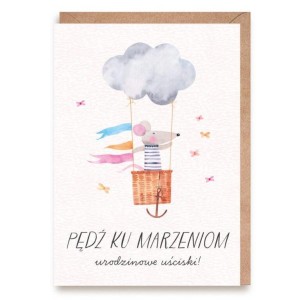 KARTKA URODZINOWA MYSZKA, EKO KOPERTA