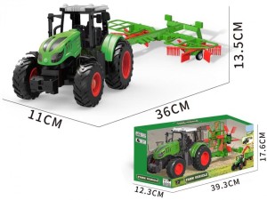 TRAKTOR Z PRZYCZEPĄ 36X11X13,5CM OPEN BOX, MADEJ