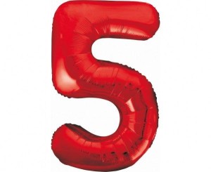 BALON FOLIOWY B&C CYFRA 5 CZERWONA 85CM