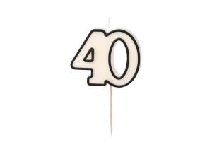 ŚWIECZKA URODZINOWA 40 BIAŁO-CZARNY 5,5CM