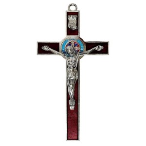 KRZYŻ CZERWONY METALOWY BENEDYKTA 30CM