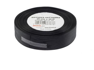 WSTĄŻKA SATYNOWA CZARNA 25MMX32M