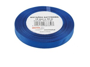 WSTĄŻKA SATYNOWA CIEMNA NIEBIESKA 12MMX32M