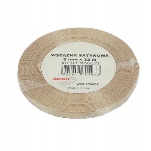 Wstążka satynowa migdałowa 6mm x 32m
