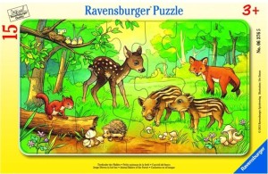 PUZZLE 15 LEŚNE ZWIERZĘTA, RAVENSBURGER