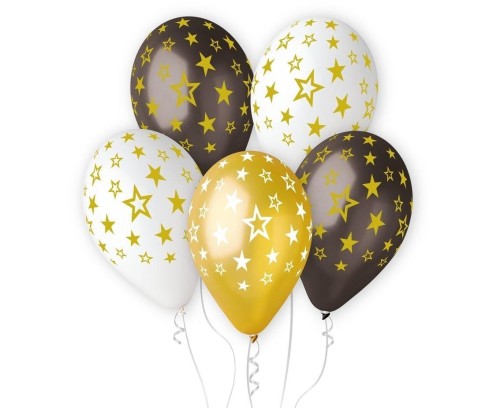Balony Premium Hel gwiazdy złote 33cm 6szt